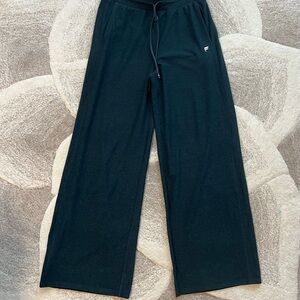 Fabletics High Waisted Cloud Jersey Wide Leg Pants - Dark Green